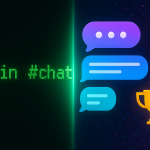 Split image showing the history of IRC: on the left, a vintage green text terminal with /join #chat, and on the right, Morphie’s glowing modern chat bubbles, trophies, and colorful pixel background—symbolizing IRC’s past and Morphie’s future.