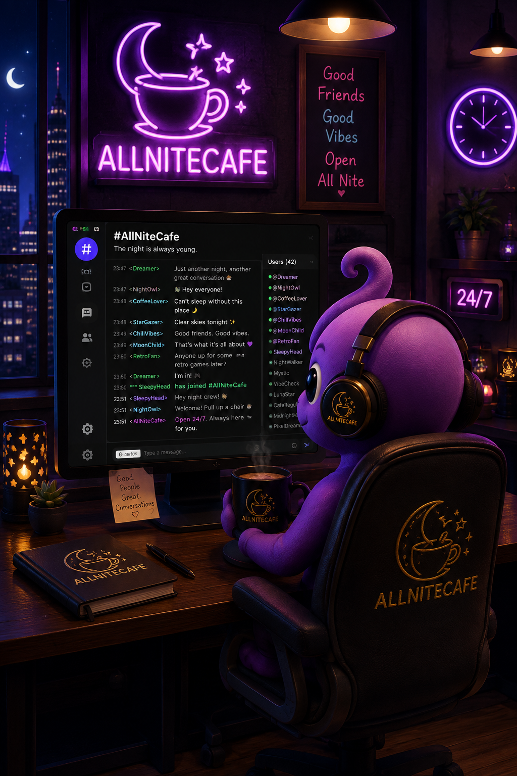 Morphling representing the AllNiteCafe chat room